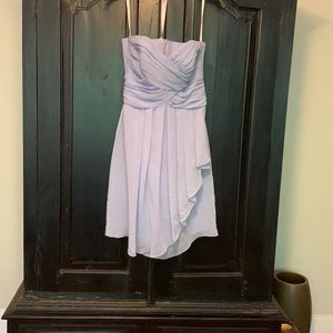Women’s David’s Bridal periwinkle cocktail or bridesmaid dress. Ruched bodice. 4